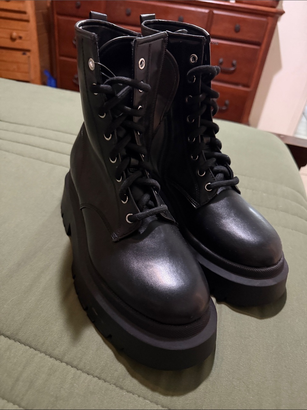 No Boundaries Black Chunky Platform Lace-Up Ankle Booties